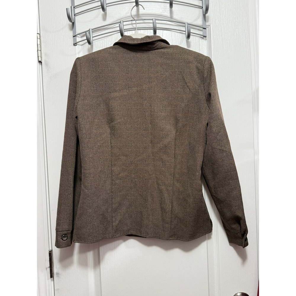 Vintage 90s Maggie Lawrence Plaid Button Up Shirt Jacket Women's M Brown Classic - Picture 2 of 16